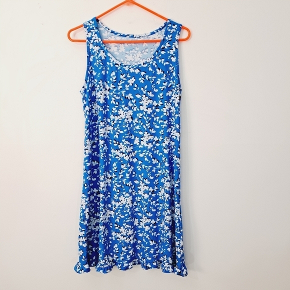 Draper James Blue & White Ditsy‎ Floral Ruffle Hem Nighty Nightgown - Picture 7 of 7